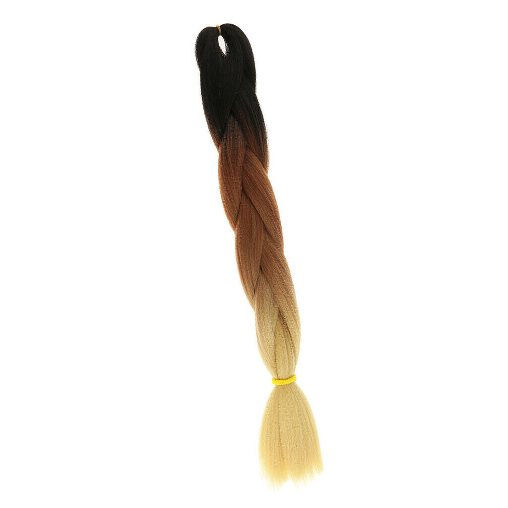 24" Ombre Kanekalon Jumbo Braiding Hair Extensions Black+Coffee+Blonde