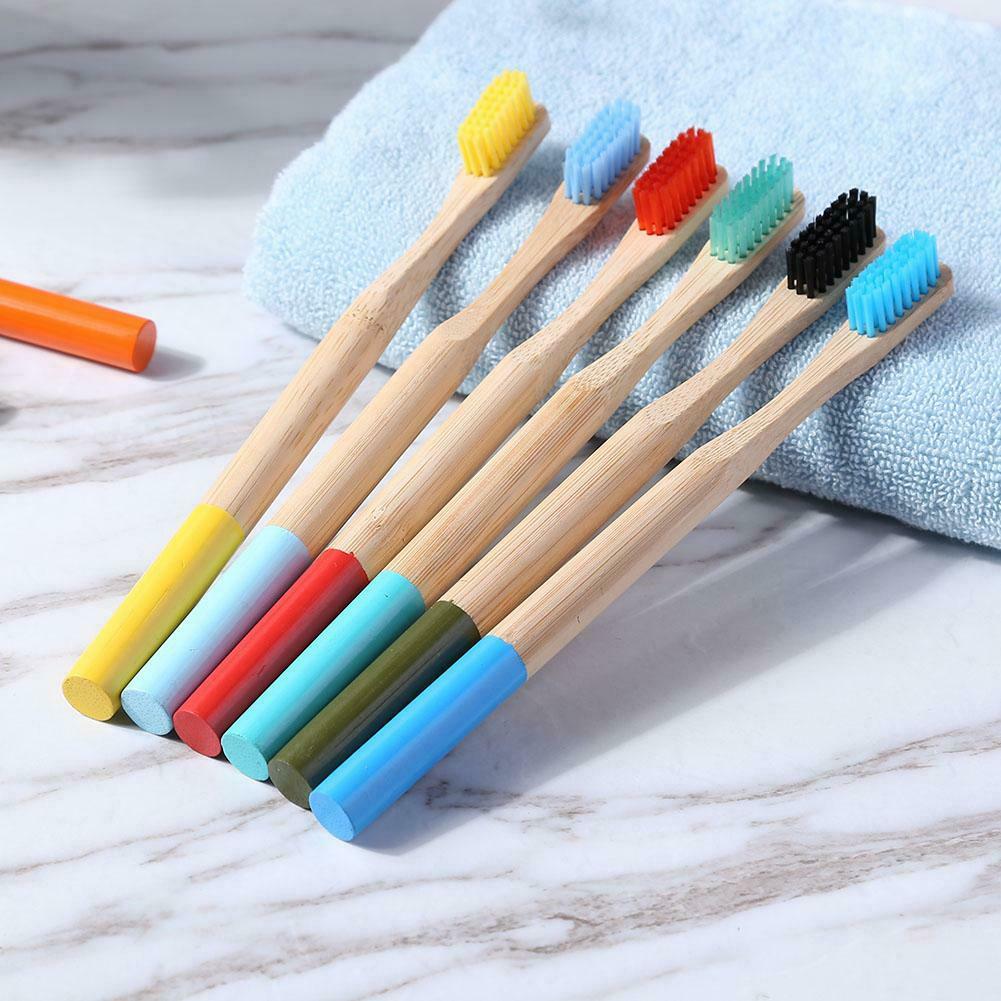16pcs Color Bamboo Toothbrush Soft Bristle Anti Bacterial Cleaning Teeth Brush