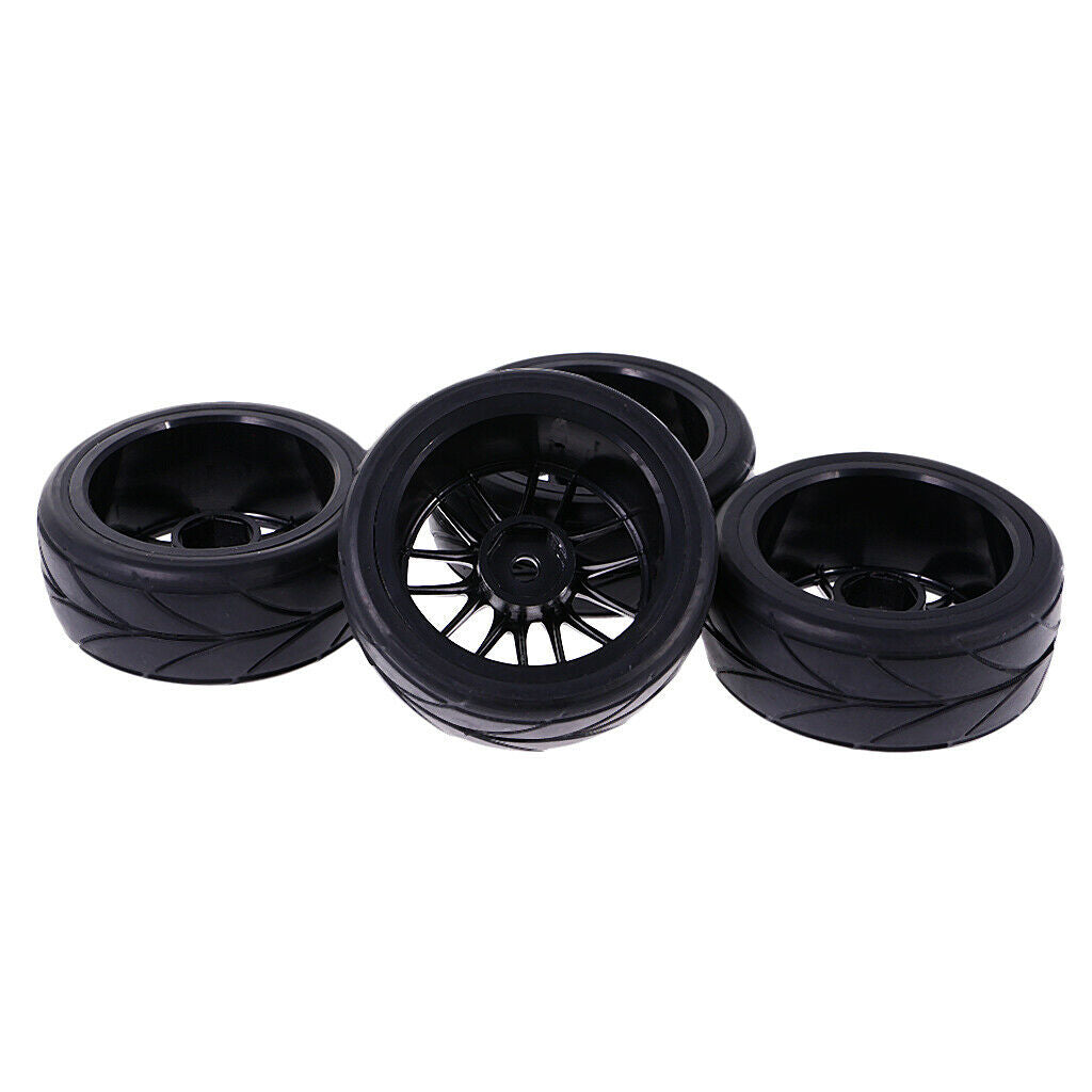 4 Pieces Rubber On Road Tyre Drift Tires for 1/10 RC Car Parts 9068-6081