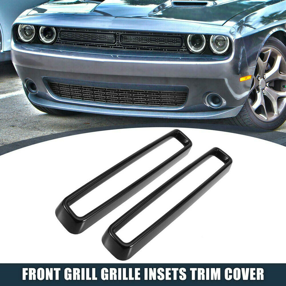 2Pcs Black Front Grill Grille Inserts Cover Trim for Dodge Challenger 2015-2020