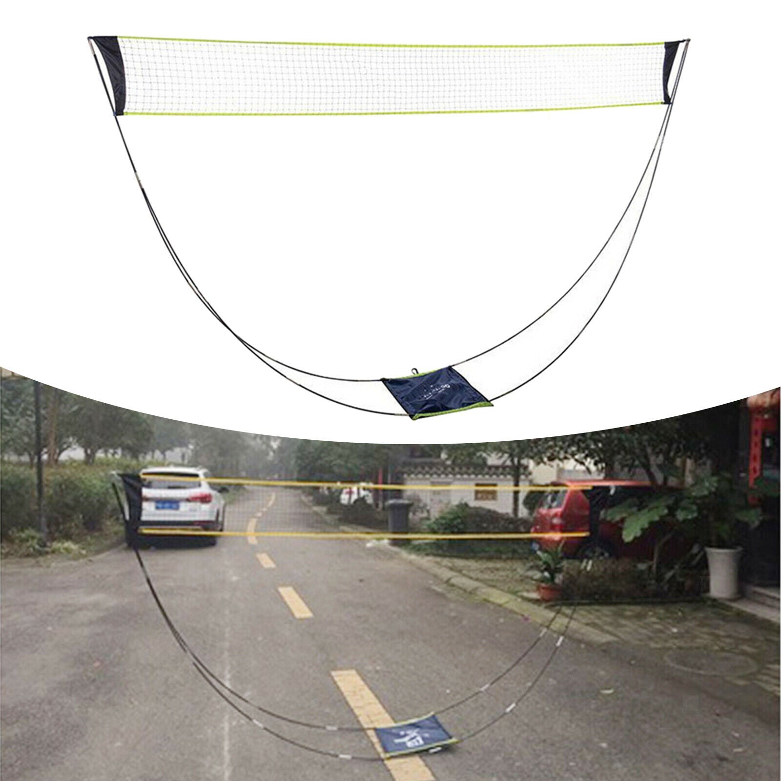 Foldable Portable Badminton Net Set with Storage Bag for Yard Beach Games