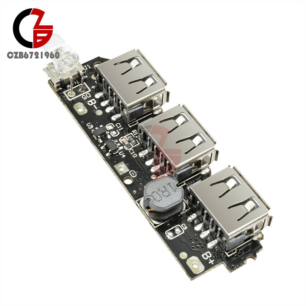 3 USB Power Bank Battery Charger Module Circuit Board Step-Up Boost 5V 2.1A