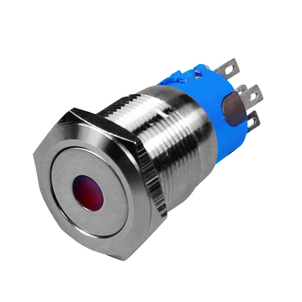 19mm 12V Waterproof LED Metal Indicator Lights Signal Lamp Welding Foot Reset
