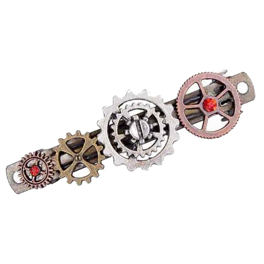 Retro Steampunk Gears Clock Hairpin Barrette Barrette Costume Accessory