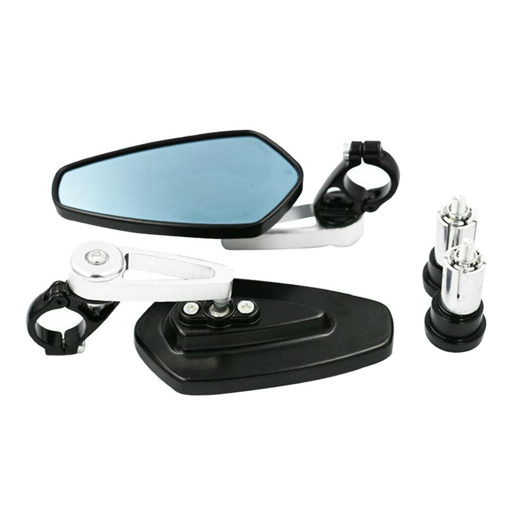 Black 1 Pair Motorcycle Rear View Mirrors Handlebar End Side View Mirrors