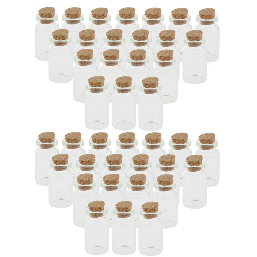 Pack of 40 Small Glass Bottles with Cork, Tiny Clear Vials, Perfect Jewelry