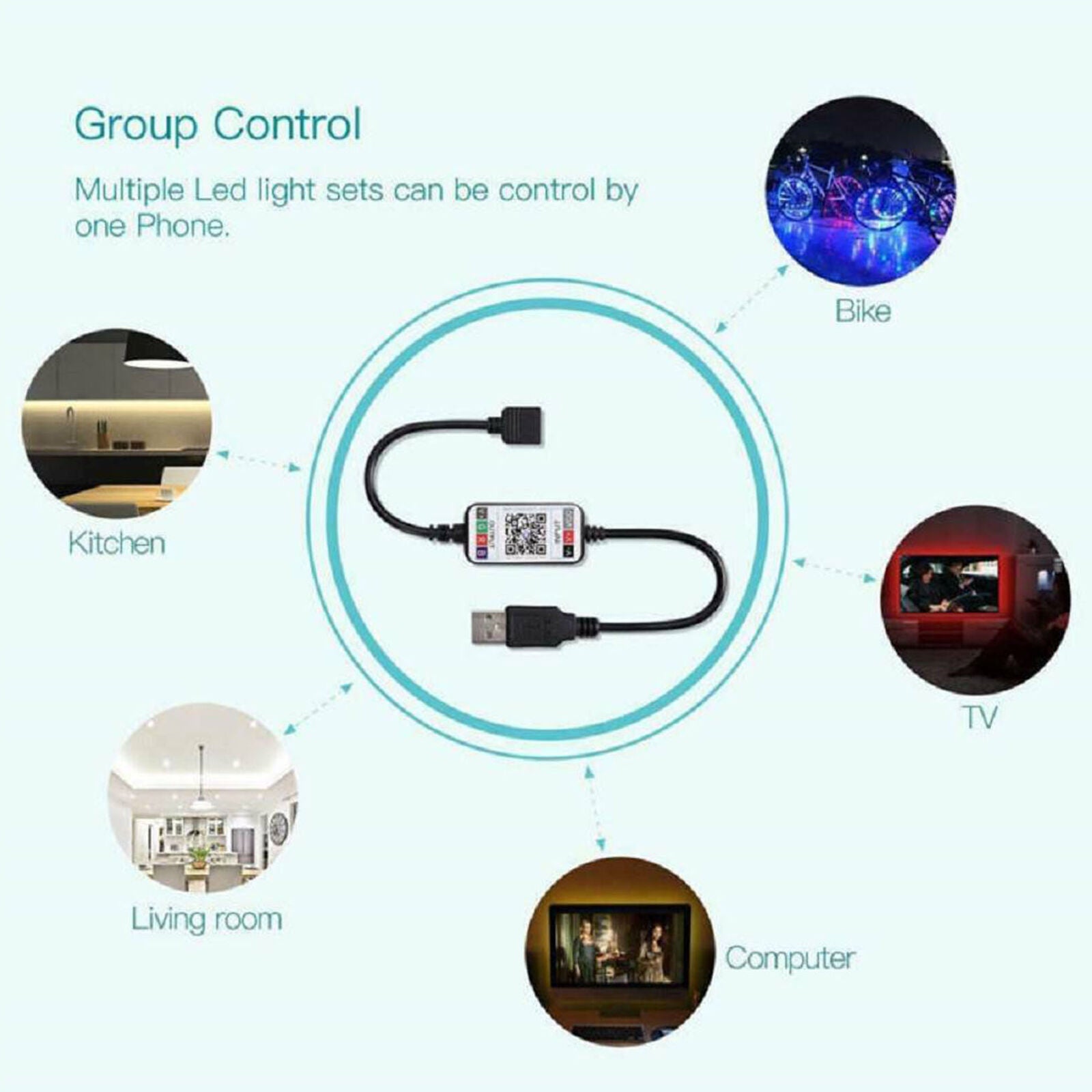 Mini USB Bluetooth RGB LED Controller Remote 5V 5050 3528 LED Strip Li T8Z9