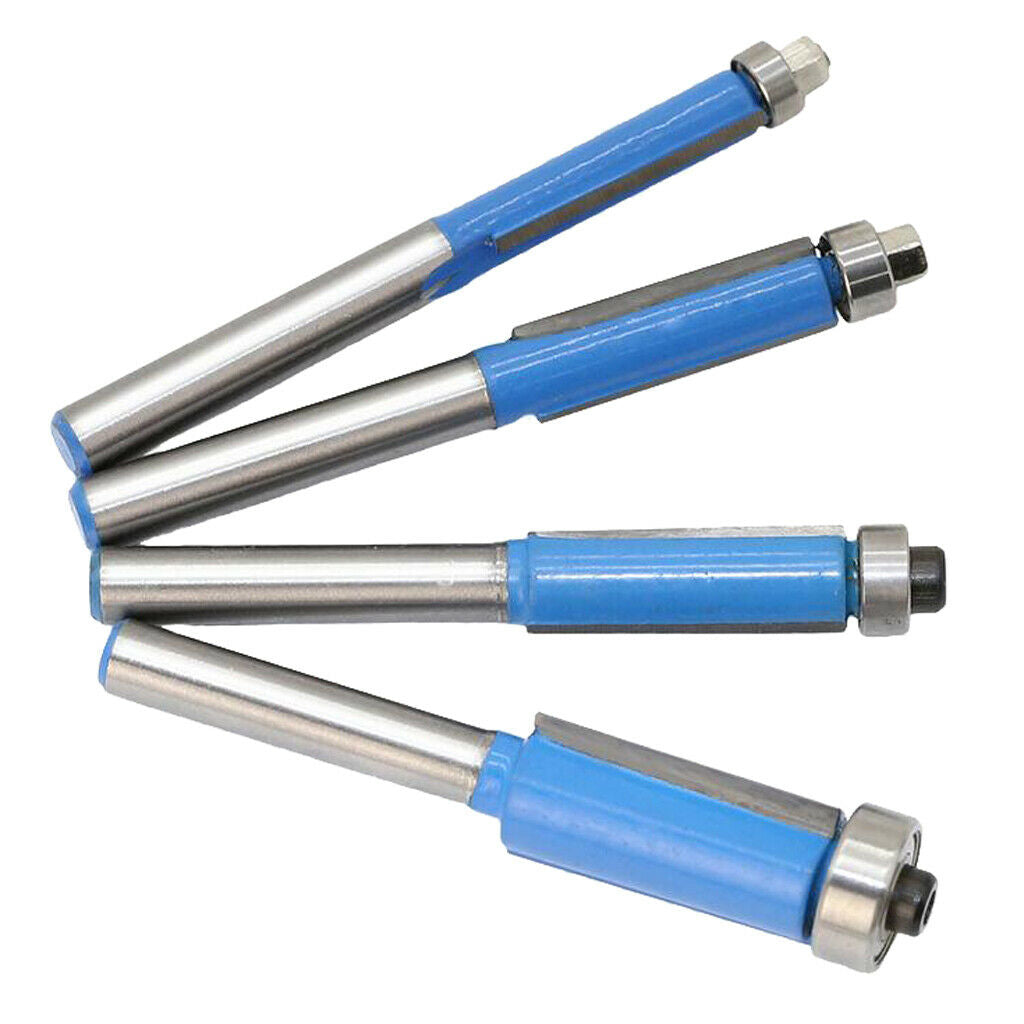 Set of 4 Straight Router Bit Wood Milling Cutter Slotted Trimming- 1/4 Shank