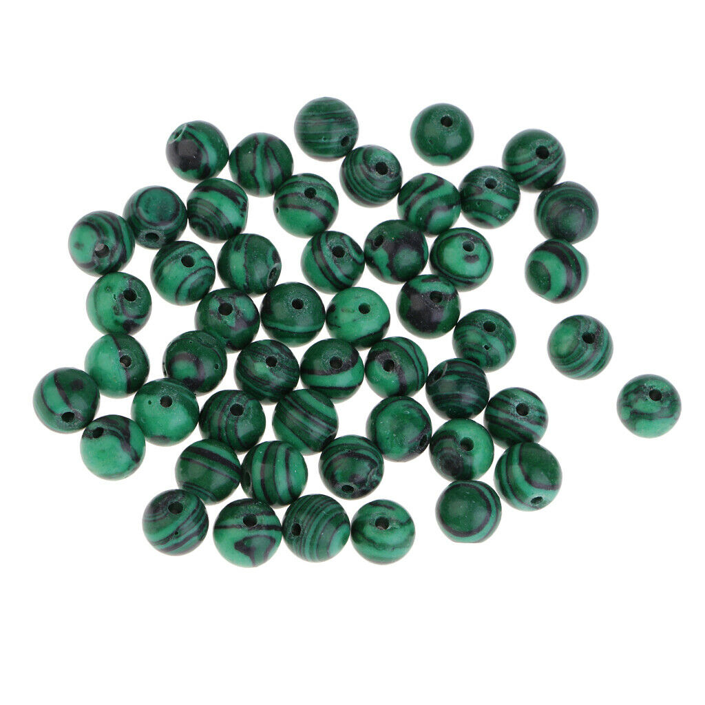 50 Pcs 8mm Green Natural Malachite Beads Gemstones For Jewelry Making