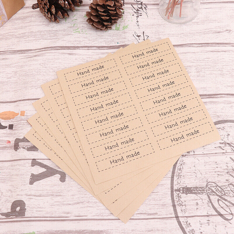 80Pcs "Hand Made" Self Adhesive Stickers Kraft Seal Paper Label Gift 1.5*.l8