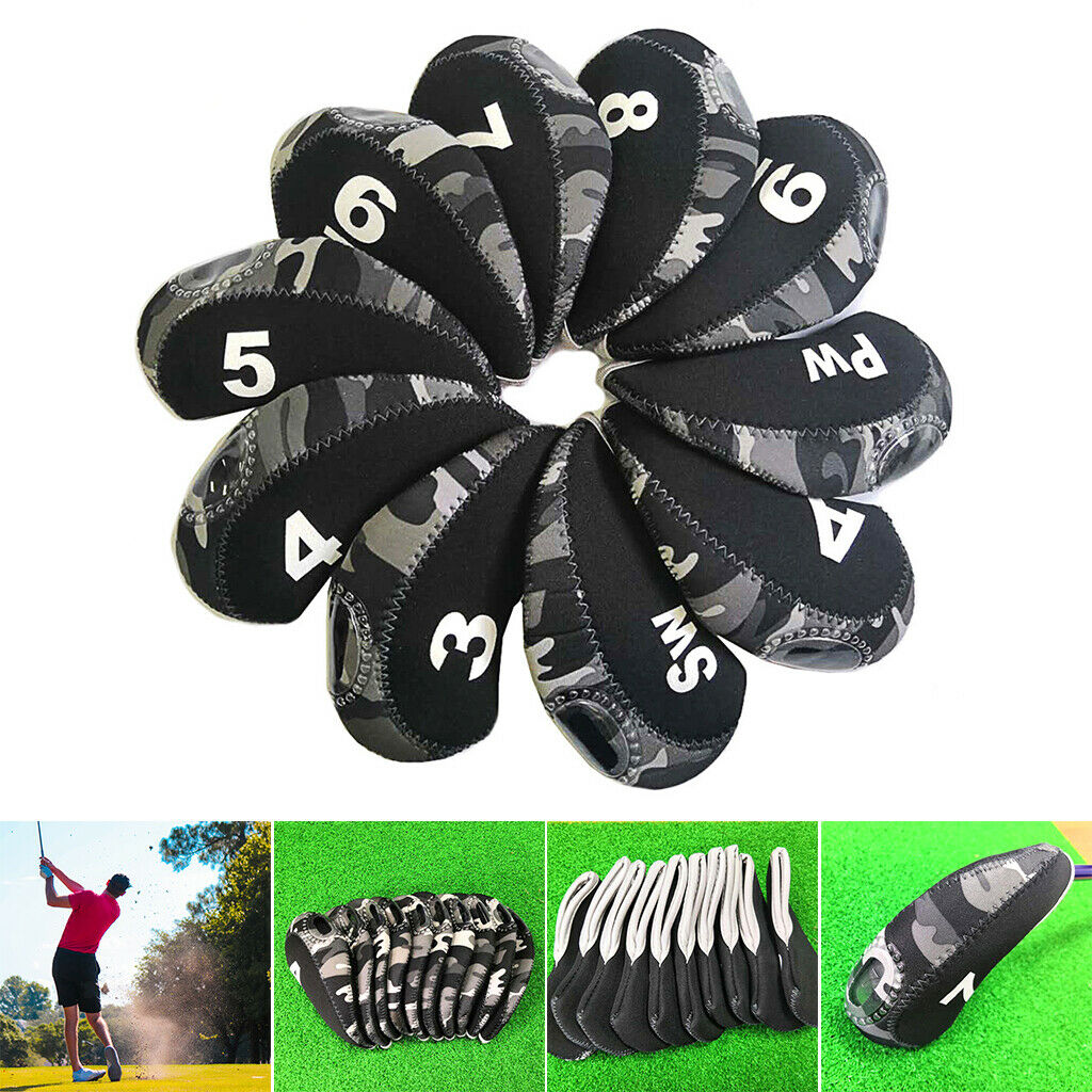 10Pcs/Pack Golf Iron Covers Set 3,4,5,6,7,8,9,S,A,P Lightweight Waterproof
