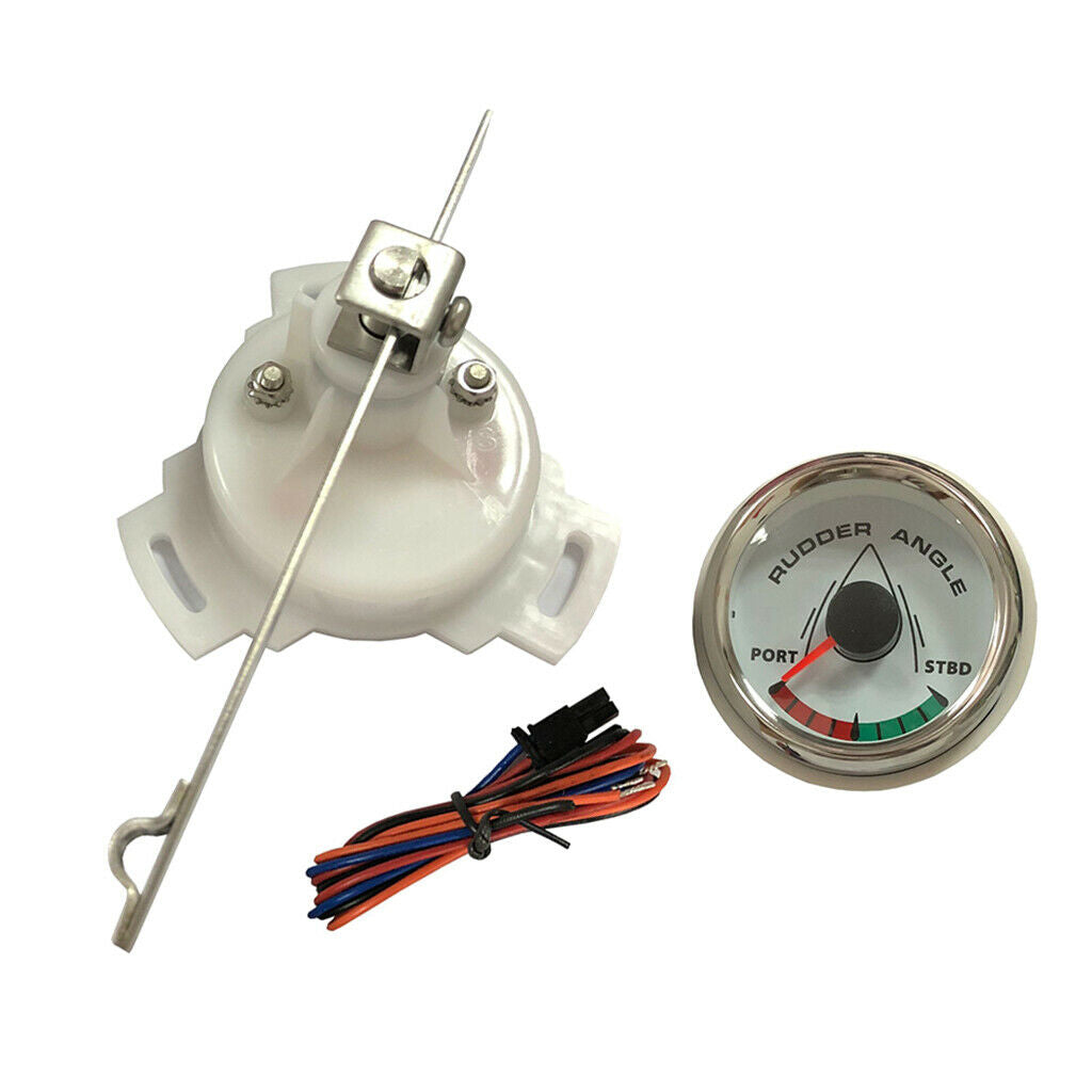 Boat Rudder Angle Gauge with Mating Sensor 0-190Ω 52mm Chrome White