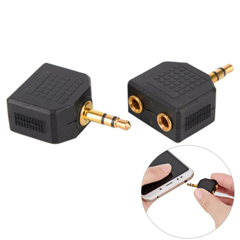 Stereo 3.5mm Audio Jack Male to Dual 3.5mm Earphone Y Splitter Adapter Plu.l8