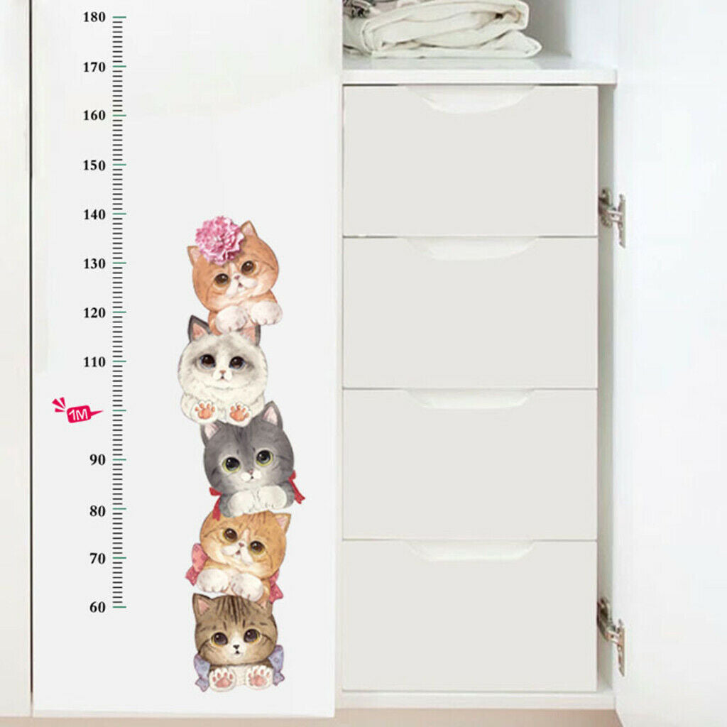 Animal Cats Height Chart Measure for Kids Children Wall Art Mural Decor Vinyl