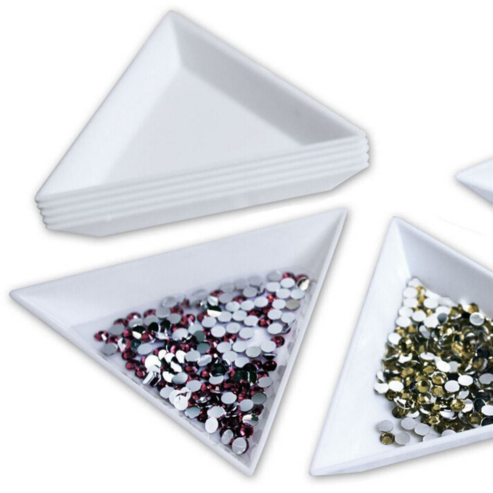 4X Container Holder Triangle Phone / Craft / Nail Art / Rhinestones Gems Be T Ad