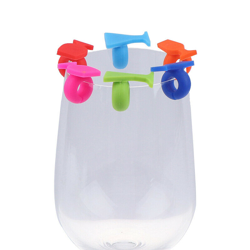 8pcs Silicone Wine Glass Shape Wine Glass Marker Drinking Cup Identifi.l8