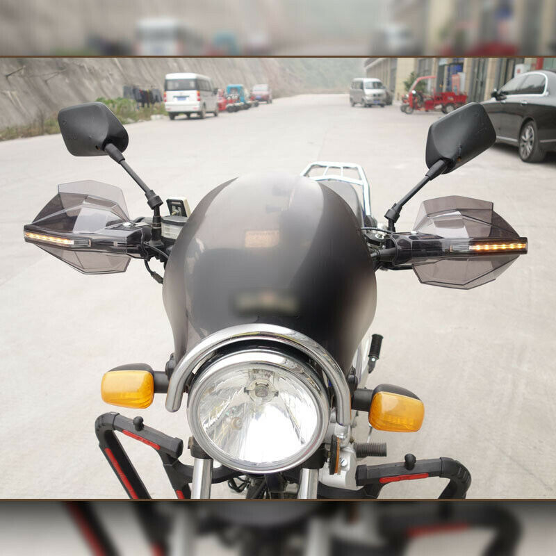 2PCS Motorcycle LED Windshield Hand Guard Signal Light Amber Handlebar 7/8''