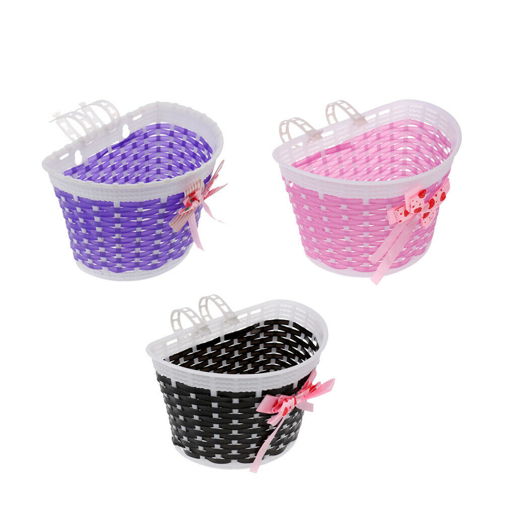 3 Pack Bike Basket - Kid's Bicycle Basket with Bowknot Flower - Front Bicycles