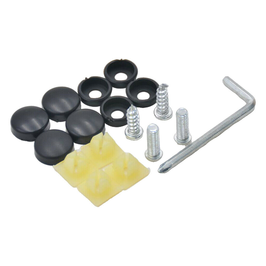 Stainless Steel License Plate Frame Screws Fastener And Caps Cover Set Kits