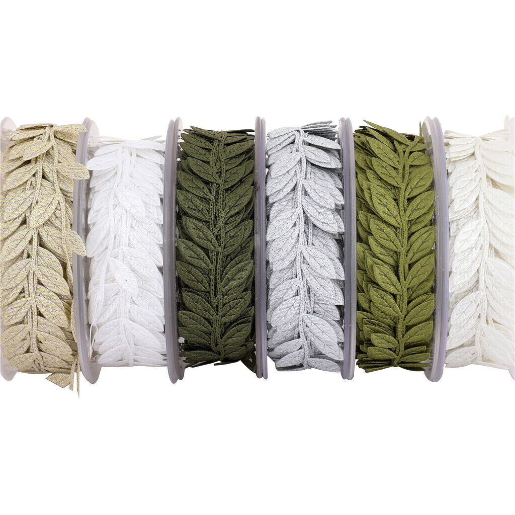 15m Leaves Ribbon Trim Wreath for Wedding Wall Crafts Party Decor White