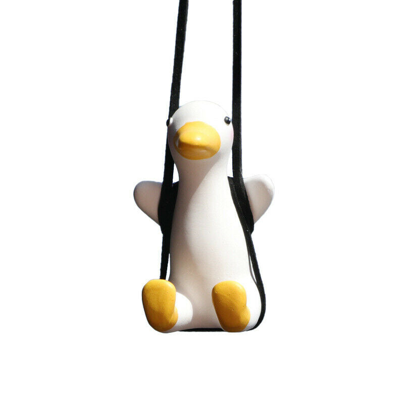 Gypsum Cute Car Accessories Swing Duck Pendant Auto Rear-view Mirror Ornaments