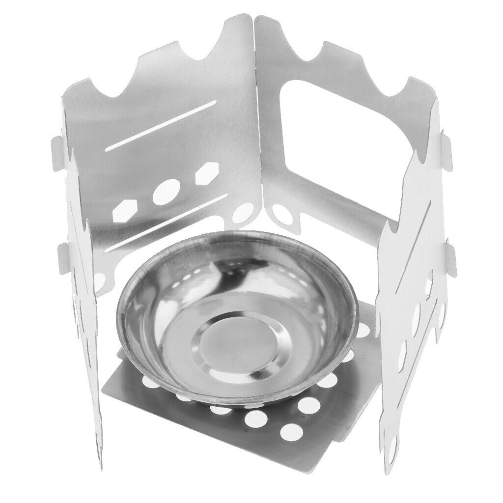 Mini Portable Camping Stove Stainless Steel Folding Wood