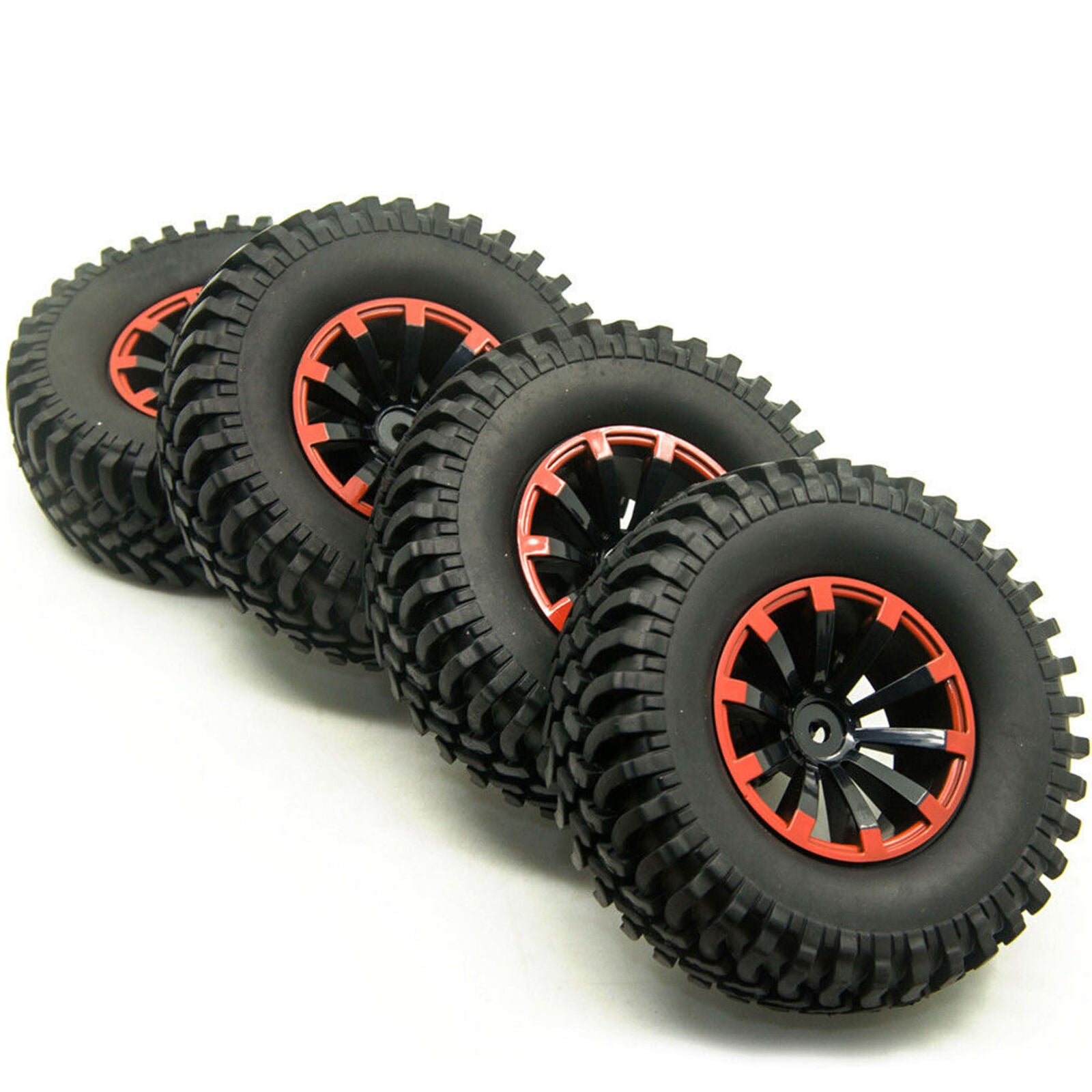 4Pcs 1:10 Short Course Truck Rubber Tire + Wheel Rim 100mm For Rock Crawler Car