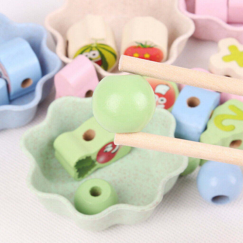 Cartoon Lacing String Wooden Beads Stacking Blocks Clip Bead Sensory Toys