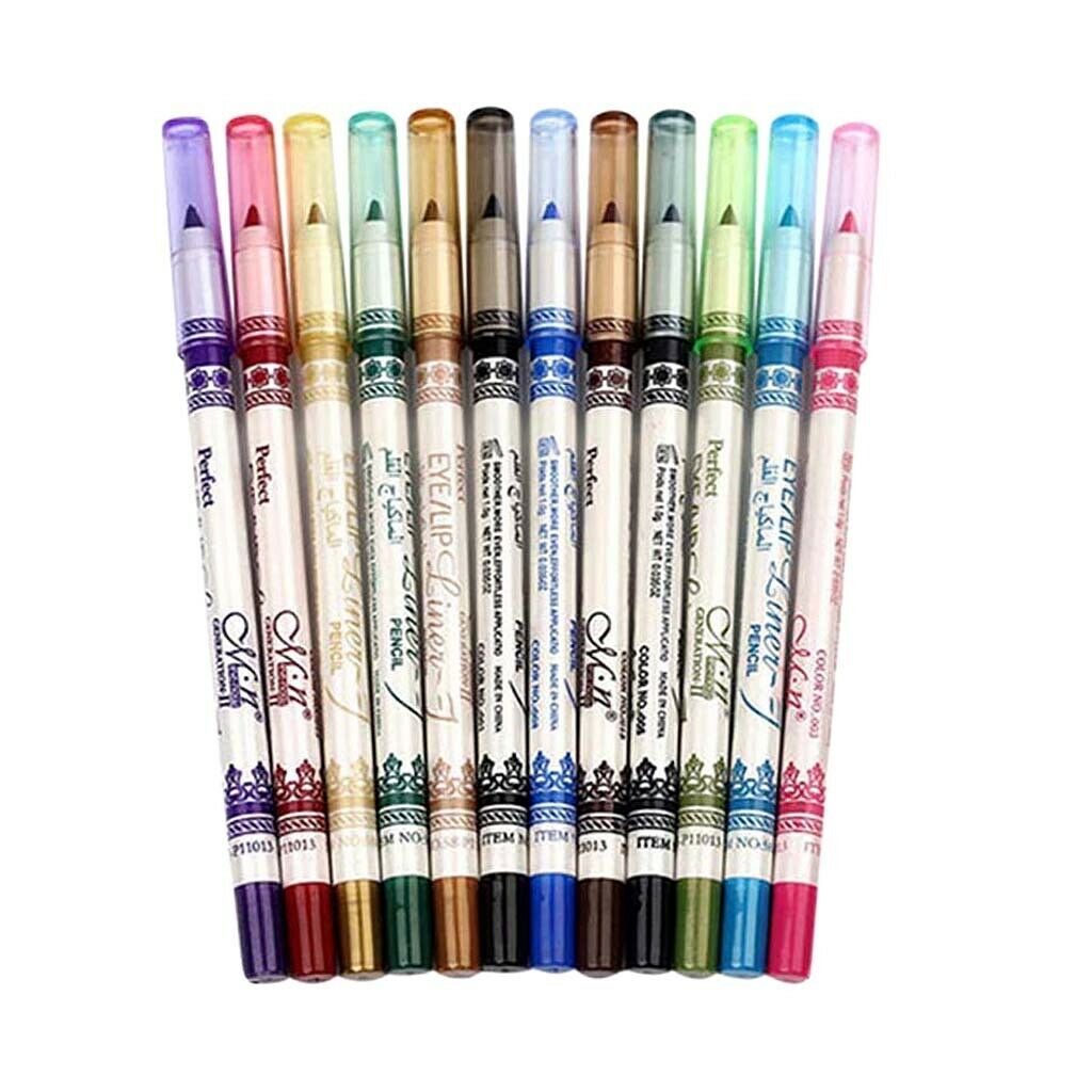 12pcs Eyeshadow Pencil Waterproof Smooth Matte and Long-lasting Lipliner Pen