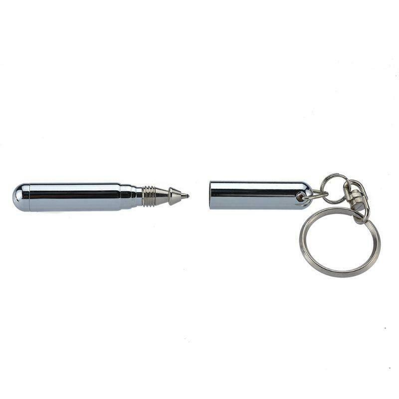 Portable Stainless Steel Telescopic Ballpoint Pen Metal Key Ring Keychain Tools