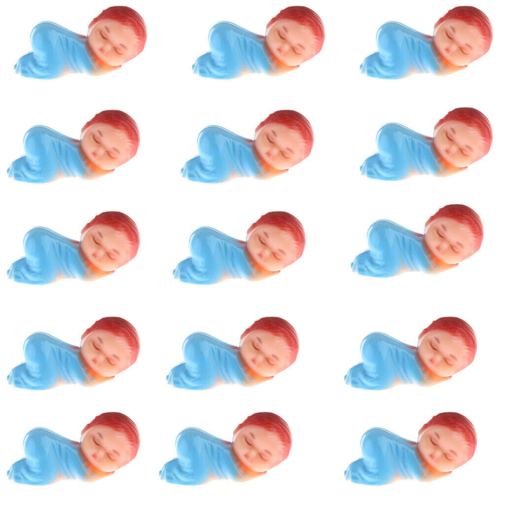 24 Pieces Mini Sleeping Baby Figures Baby Shower Favor Party Bag Filler blue