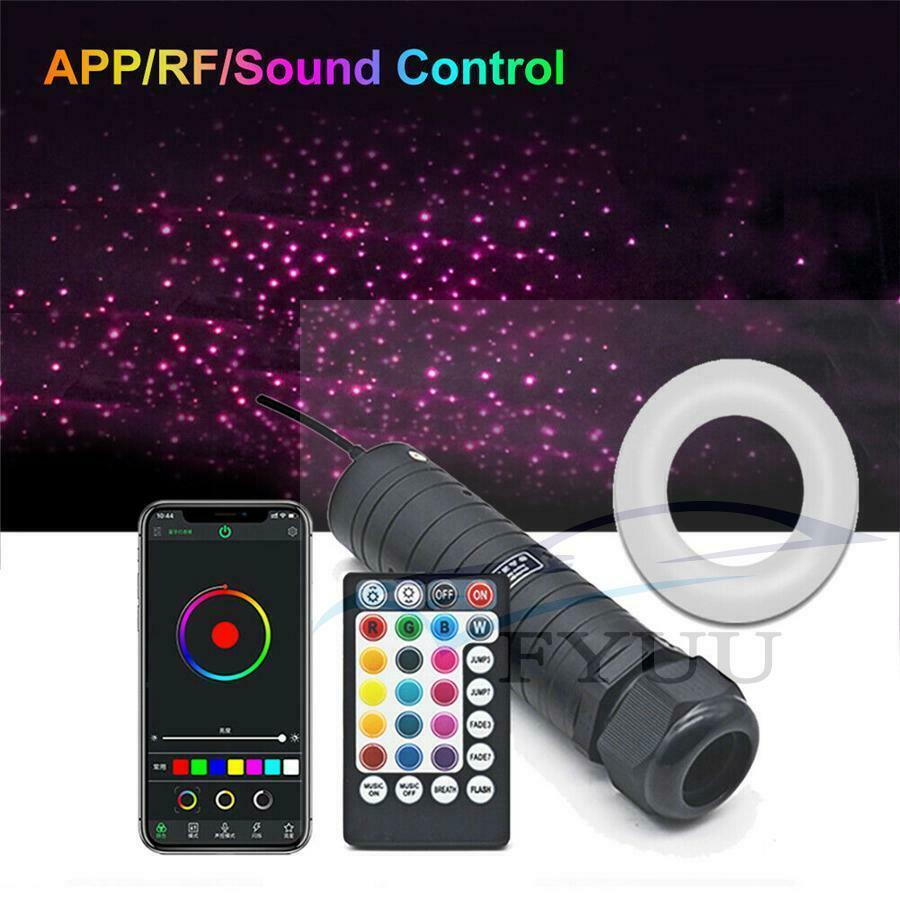 12V 6W RGB LED Fiber Optic Light RF Remote Bluetooth Control Car Roof Star Light