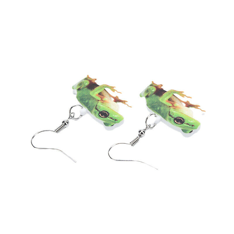Cute Green Frog Earrings Dangle Drop Animal Jewelry For Girls Party Charms G Pb