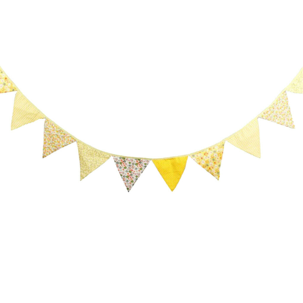 Triangle Bunting Banner w/12 Flag Photography Prop Party Decor Yellow 3.2m