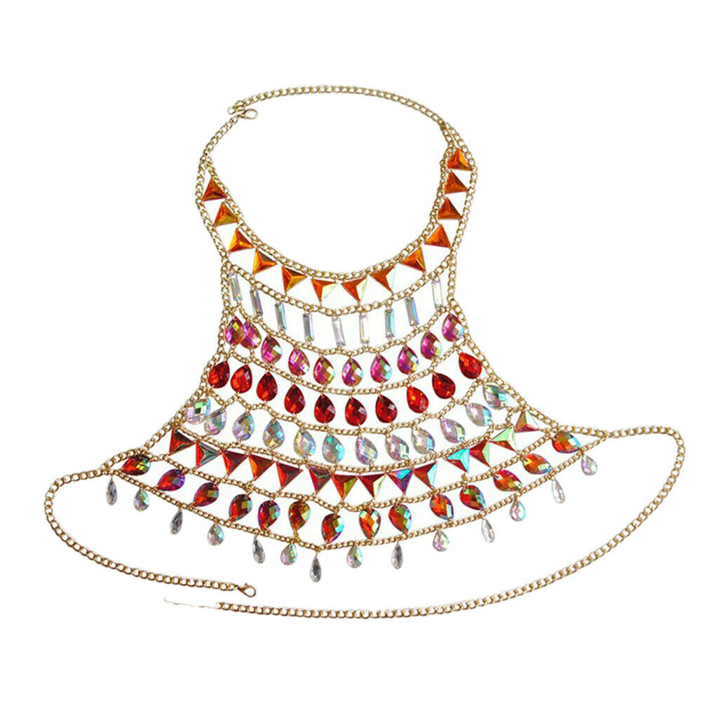 Female Sexy Layered Rhinestone Body Chain Fringe Bikini Bra Chest Chains