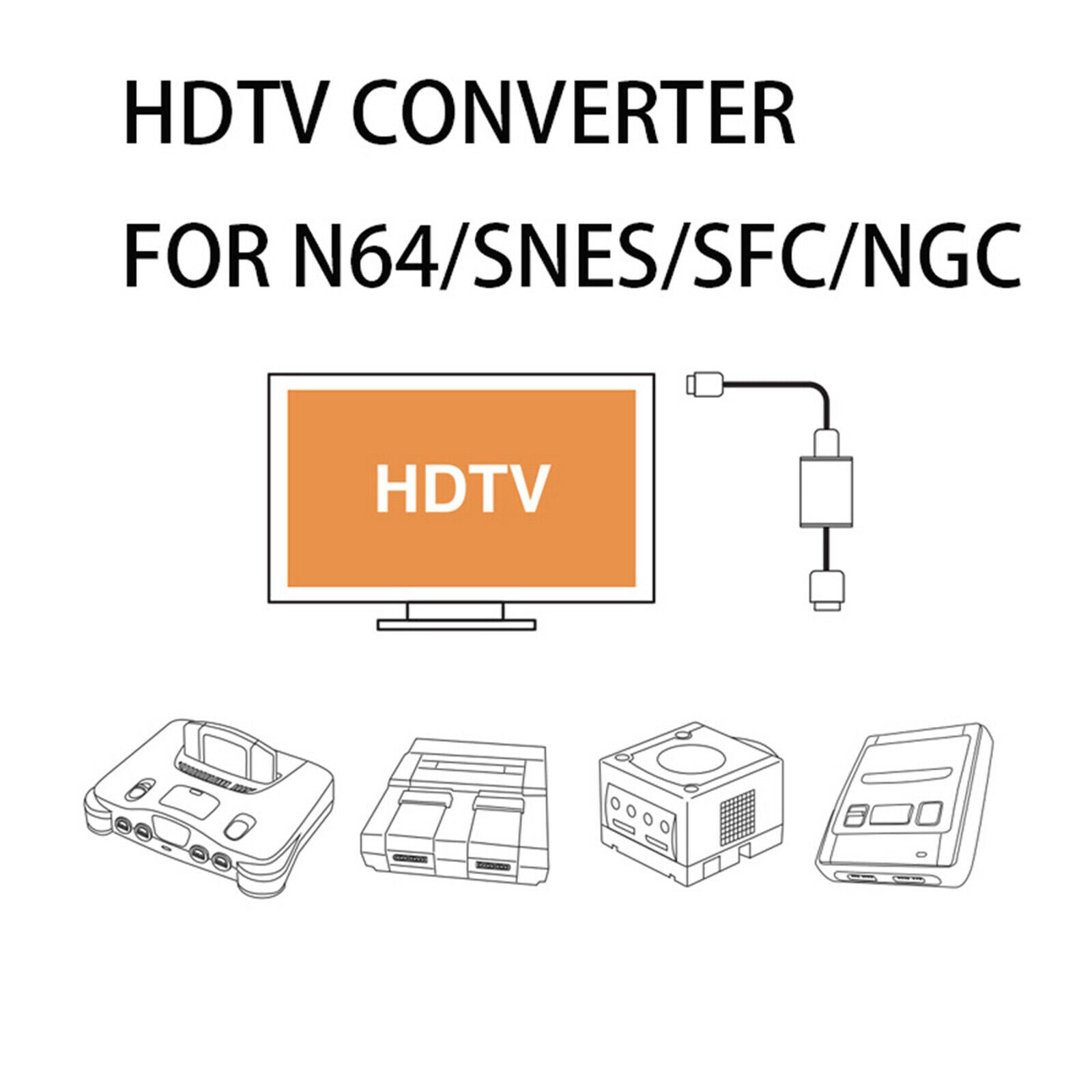 HDMI Converter 1080P HD Adapter With HD Cable for N64/SNES Gamecube Console
