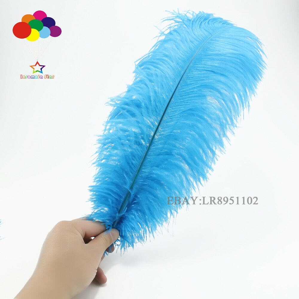 New 10-12 inch BLUELAKE ostrich feather 50 pcs wedding crafts decoration party