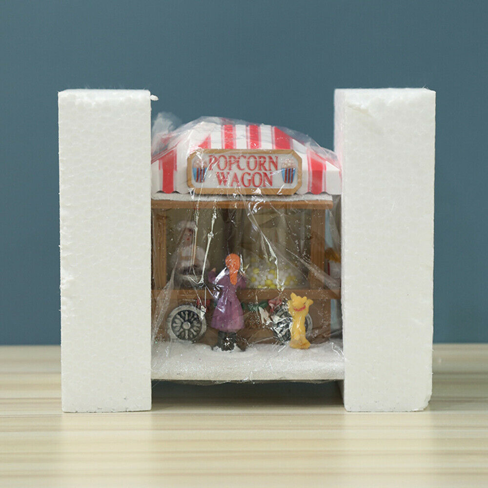Christmas Light Up Popcorn Wagon Xmas Decoration Craft Ornament  Desktop Gifts
