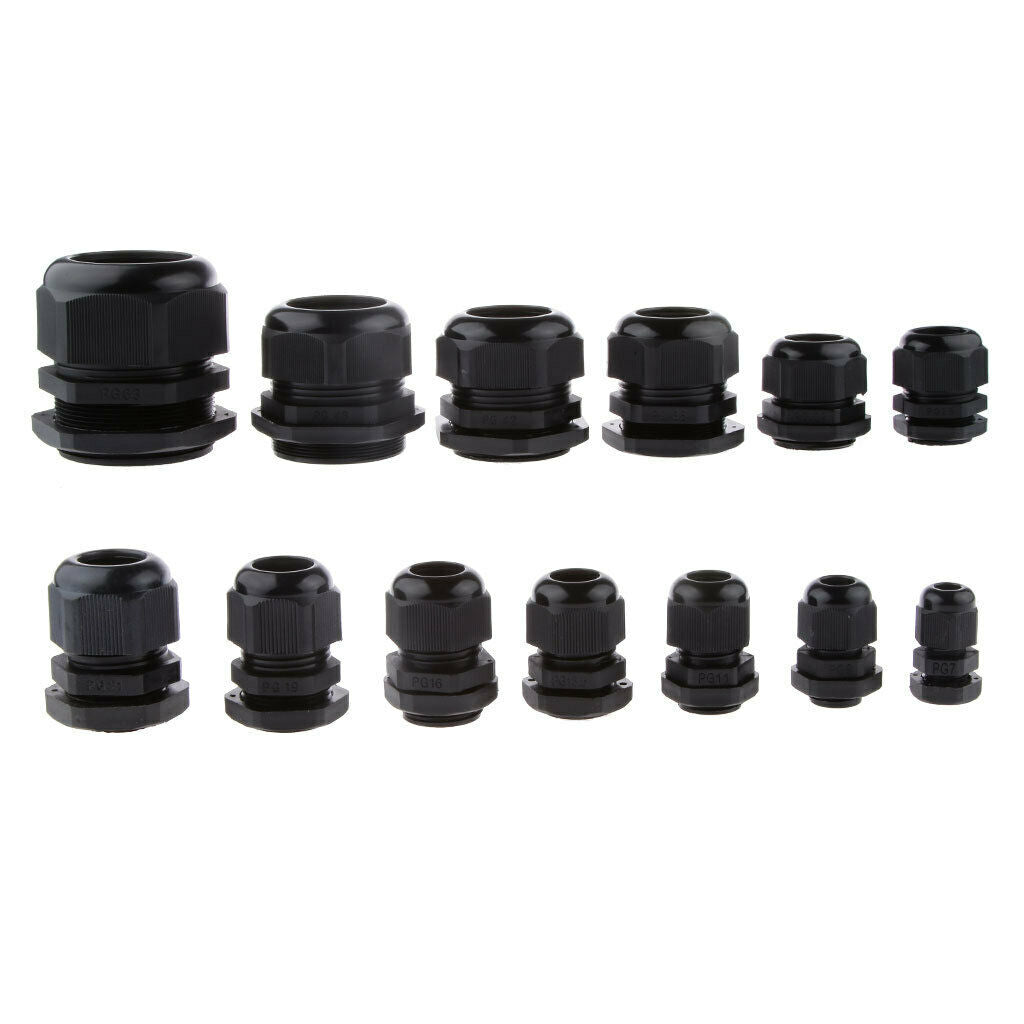 10PCS PG9 Black Plastic IP68 Waterproof Cable Gland Connector 4-8mm