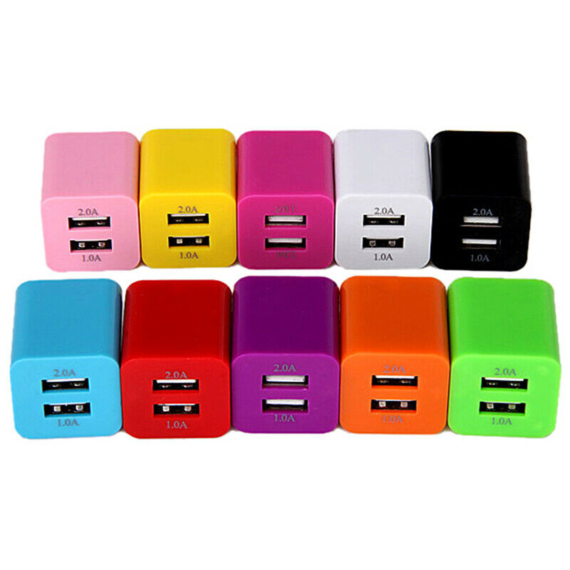 Color 2 Ports USB Output 5V Wall Charger Plug Travel Power Adapter Phone