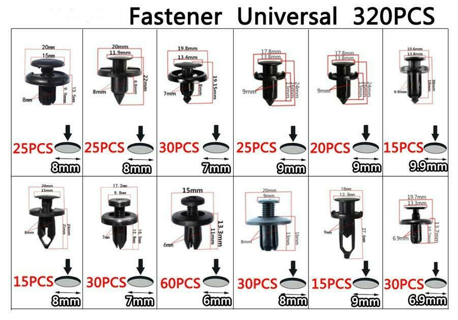 320Pcs Car Mixed Fastener Clip Screws w/ 6Pcs Remove Repair Tool Kits Universal