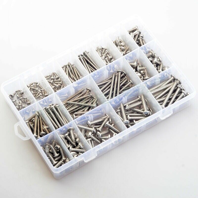 380Pcs M3 M4 M5 304 Stainless Steel Cross Pan Head Round Head Tapping Screw J7C4