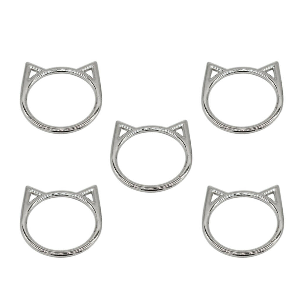 5 Packs Fashion Sliver Cat Rings DIY Choker Leather Necklace Leg Rings Makings