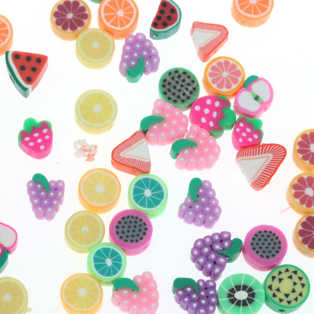 50Pcs Polymer Clay Beads Crafts Artificial Flatback Button Scrapbooking