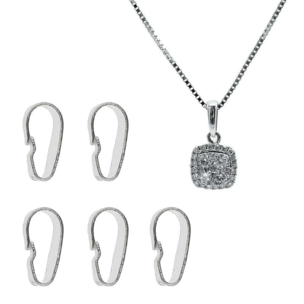 5x Pinch Clasp Jewelry Making Jade Stone Pendants Charms Bail Connector 6mm