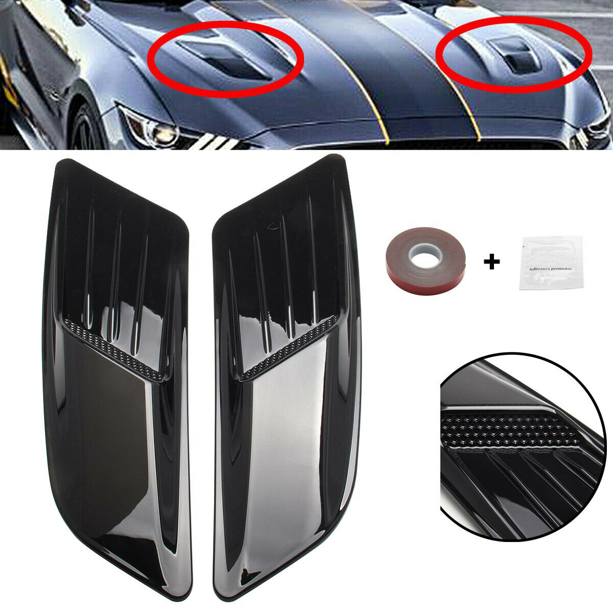 Front Hood Air Vent Molding Cover Trim For Ford Mustang 2015-2017 BLK