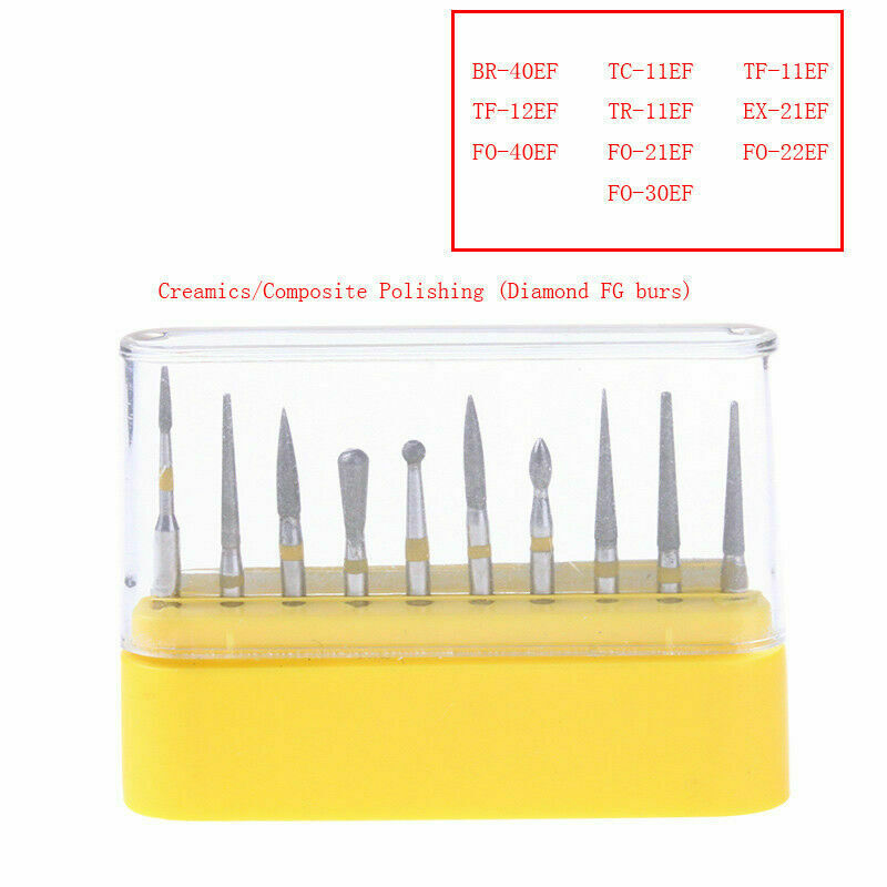 50 Packs Dental Diamond Coated Burs FG-105 Ceramics Composite Polishing Drill