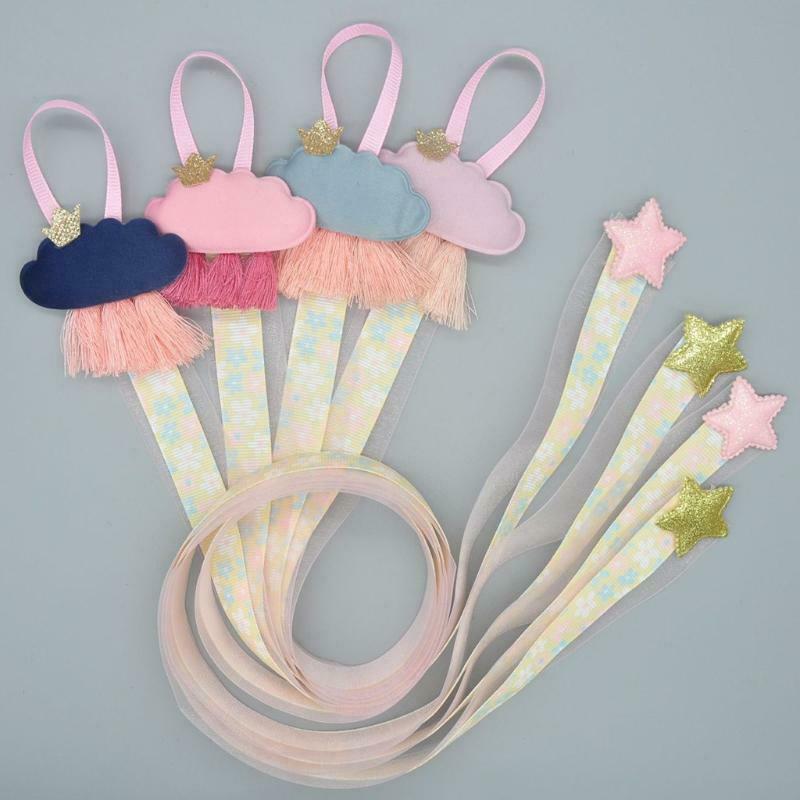 Baby Girls Ribbon Hanging Hair Bow Headband Clip Organizer Cloud Tassels Holder