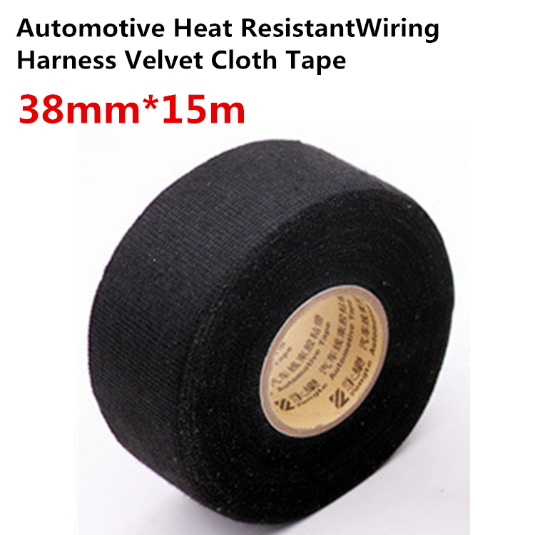 1PCS 38mm*15m Wiring Harness Velvet Cloth Tape For Car Automotive Heat Resistant