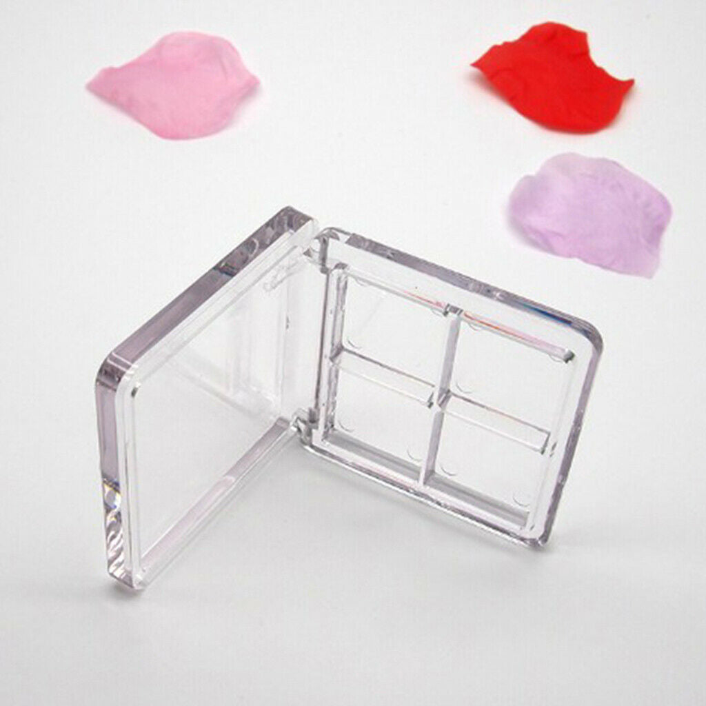 4 Slot Plastic Travel Portable Eyeshadow Case Compact Pressed Powder Pallet Tray
